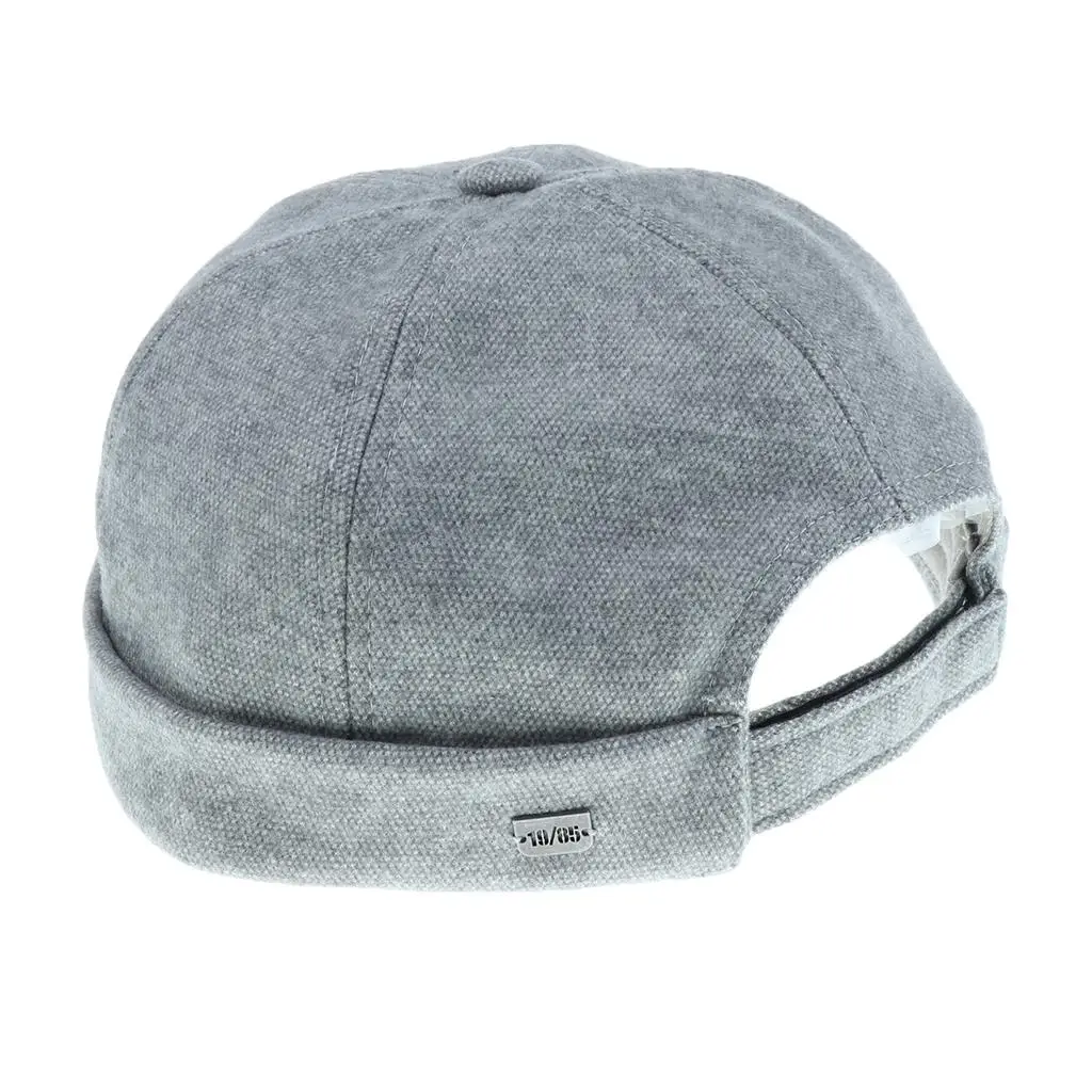 Vintage Cotton Navy Watch Cap Unisex Rolled Cuff Beanie Retro Docker Hat Brimless Strap Back Skullcap for Outdoor Daily Fashion
