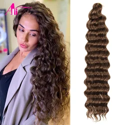 Alibaby 24Inch Synthetic Soft Deep Wave Twist  Crochet Braids Pre Looped Ocean Wave Curly Braiding Hair Extension for Women