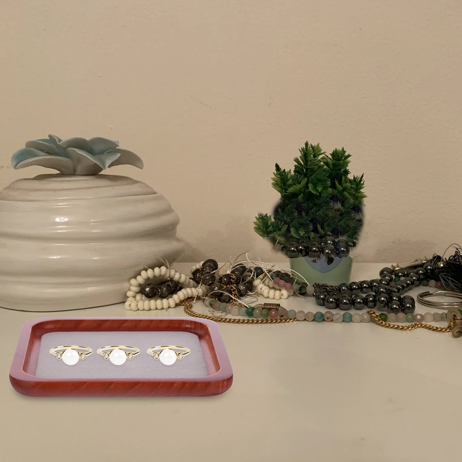 

Jewelry Display Plate Holder Jewlery Tray Small Jewellery Stand Necklace Earrings Flannel