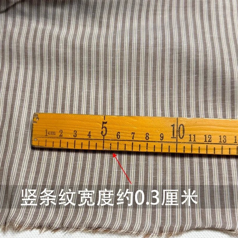2Meters Soft y Light Brown Vertical Striped Cotton and Linen Fabric Men's Shirt Dress Pants Linen Fabric Spring and Summer