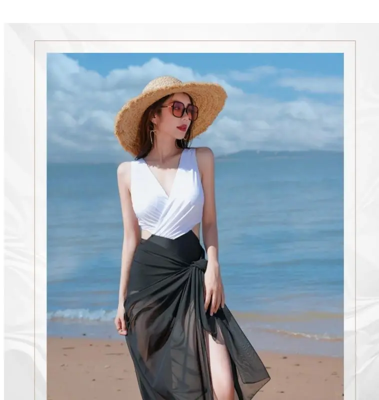 New Pure and Sexy Swimsuit for Women One-piece Bikini Bikini Conservative Belly-covering High-end Hot Spring Swimsuit