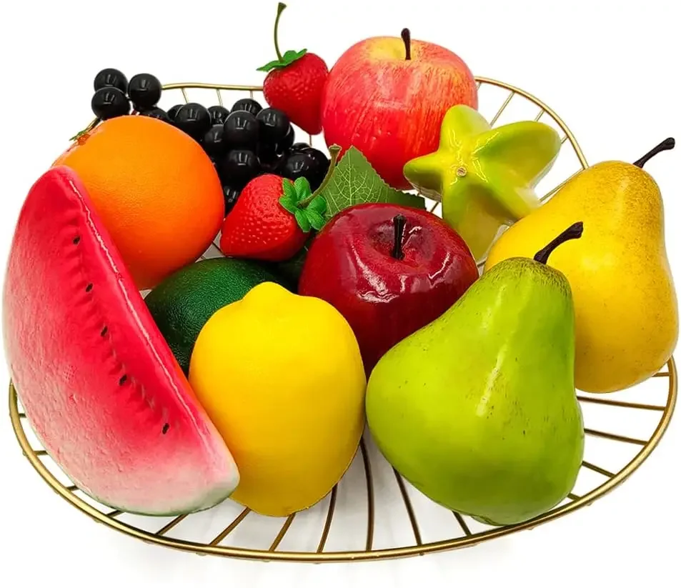 (12 Pcs)Artificial Fruit Lifelike Simulation for Home Decoration Mix Fruits Set Apple Lemon Display Props Dinning Table Decor