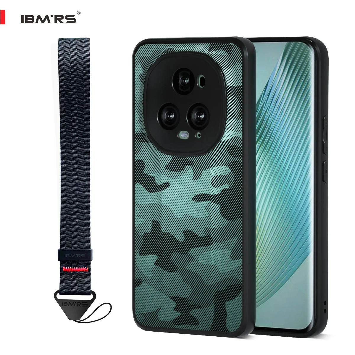 

for Honor Magic 5 Ultimate / 5 Pro / 5 Case, Military Camo Shockproof Protective Cover with Anti-Fingerprint & Wrist Strap