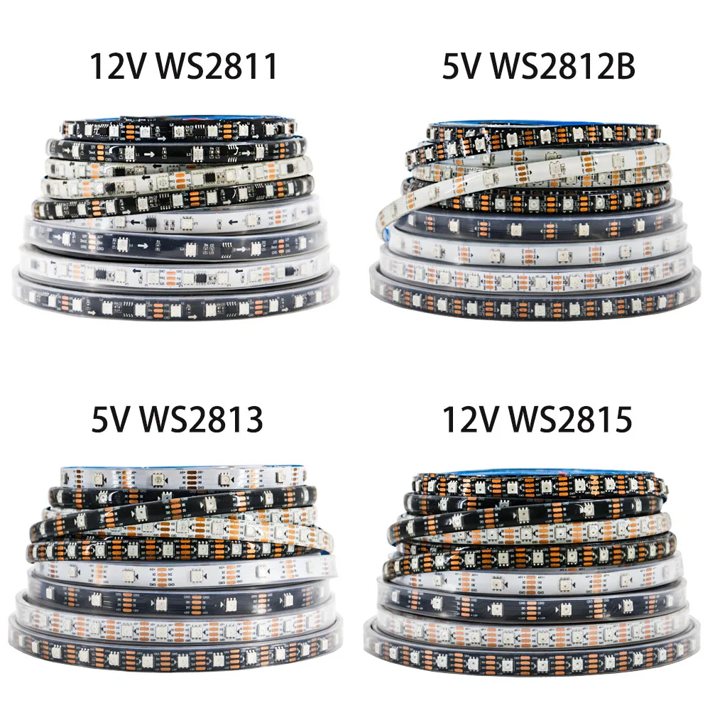 

WS2812B WS2811 WS2813 WS2815 5050 RGB Smart LED Strip Lights WS2812 Individually Addressable IC 30/60/144Pixels/Leds/m Tape