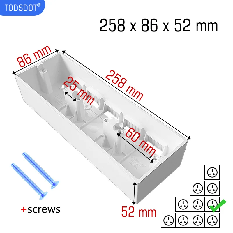 White 40-50 mm Deep Premium Wall Mount External Switch Socket Box, Outfit Install Thermostat Box Triple Frame White with Screws