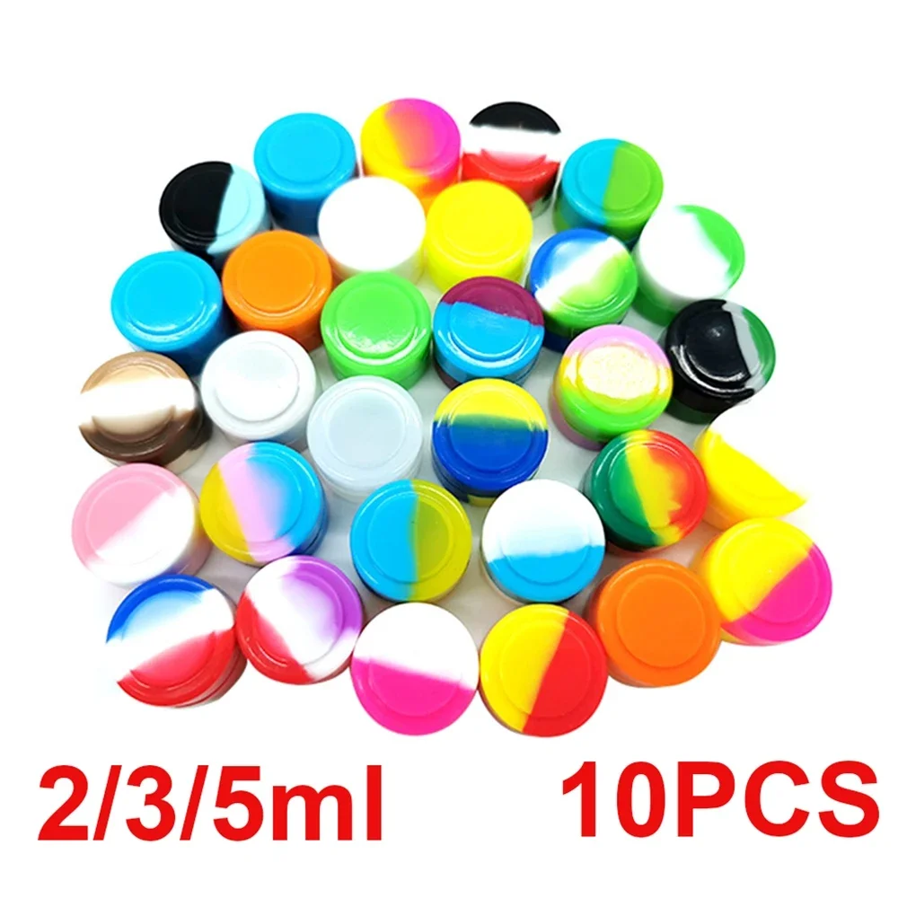 10PCS Silikon Behälter 2ML 3ML 5ML Tank Lagerung Box Farbe Mischen Nicht-stick Konzentrat Container tank Öl Wachs Box