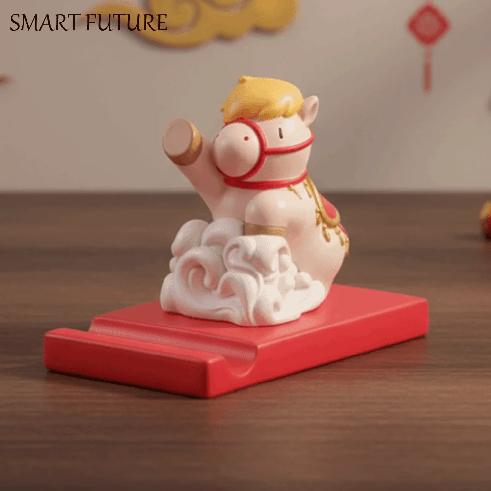 التميمة زودياك الحصان حامل هاتف زخرفة مهرجان ديكور النمط الصيني 2026 الحصان الحلي حامل الكرتون الحيوان تمثال #1