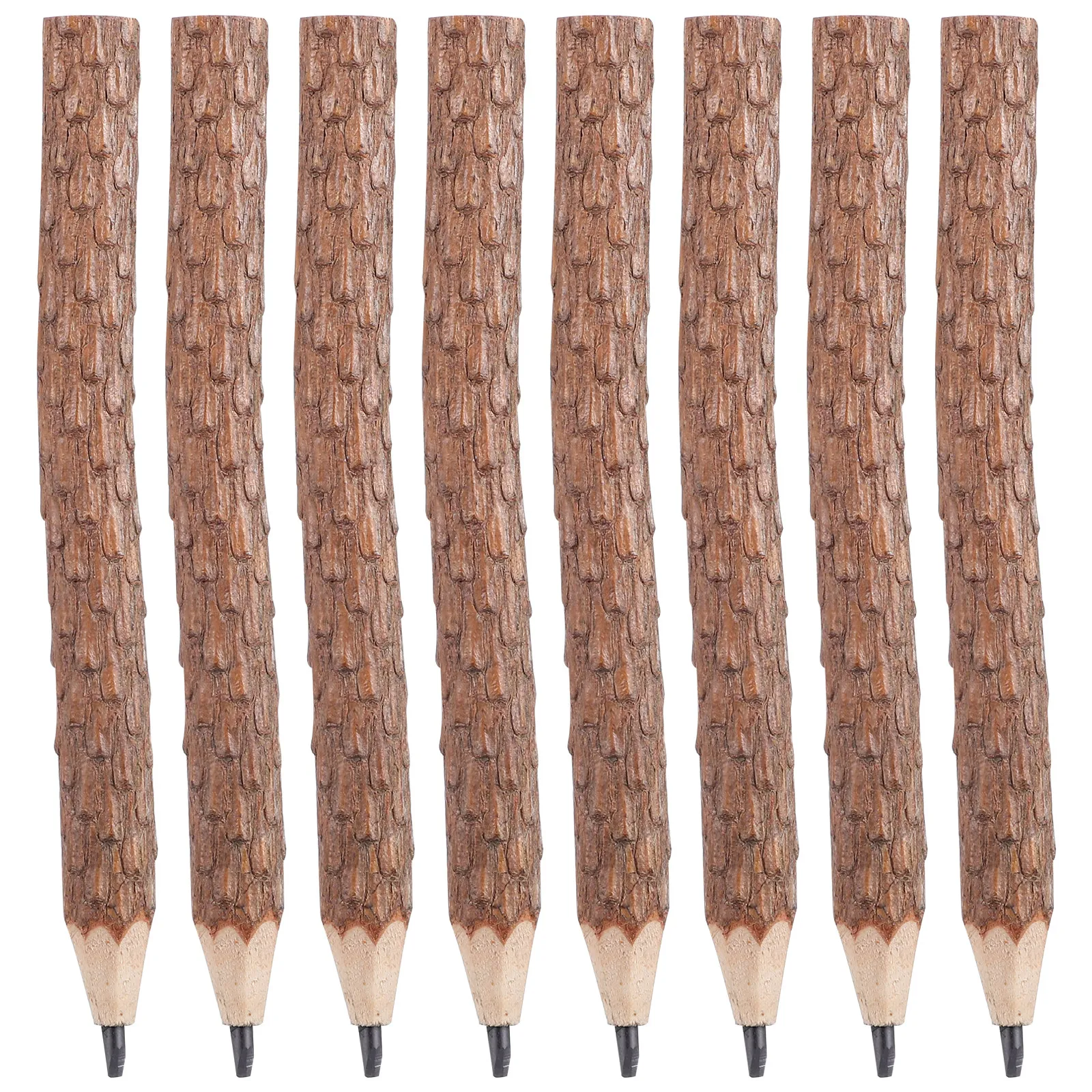 8Pcs Authentic Wood Branch Pencils Rustic Natural Bark Sketch Pencils Ideal for Journal Writing Art Studio Wedding Favors