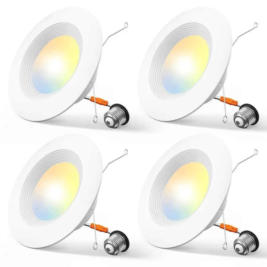 

4 Pack 5 6 inch 5CCT LED Recessed Lighting, Dimmable, 12.5W100W, 950LM, 2700K 3000K 4000K 5000K 6000K Selectable, Retrofit Can L