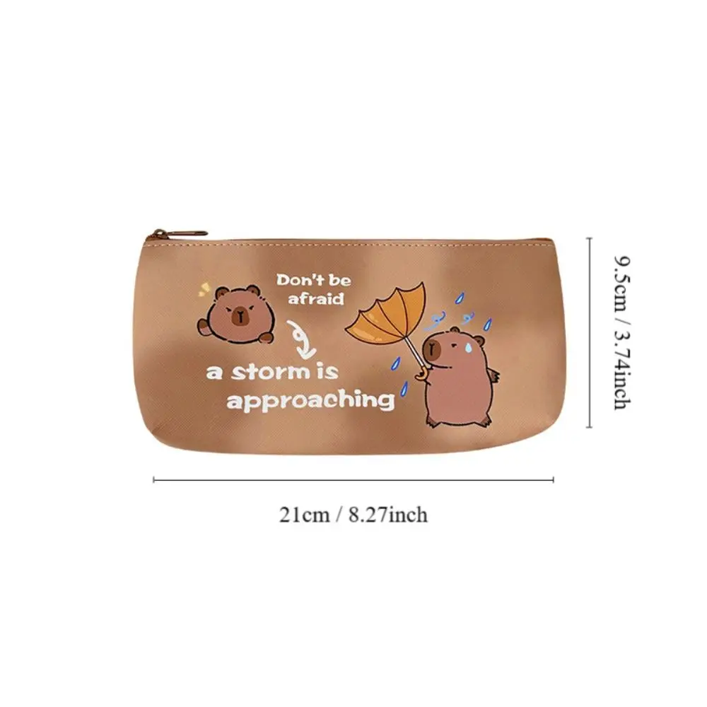 Cute Capybara Pencil Case PU Multi-functional Pen Bag Large Capacity Kawaii Stationery Storage Pouch School