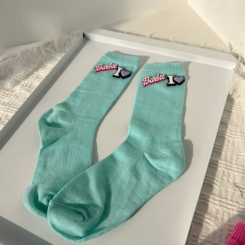 Chaussettes tricotées Barbie Sweet Y2K pour filles, Kawaii, Alphabet rose, Mouvement, Mi-mollet, Vêtements pour femmes, Cadeau pour amis, Accessoire, Nouveau