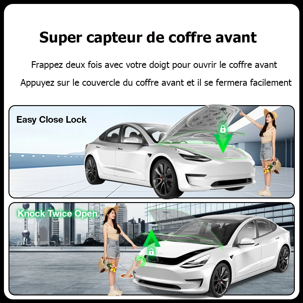 Picture 3: Electric Front Trunk Automatic Open/Close Sensor For Tesla Model 3 Y Highland 2021-2024 (Soft Closing Lock And Knock-Twice Open)