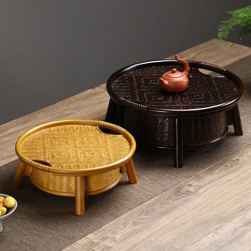 Japanese Bamboo Tea Set Storage Box Tea Table Dustproof Portable Storage Basket Tea Tray Tea Ceremony Spare Parts Tea Table