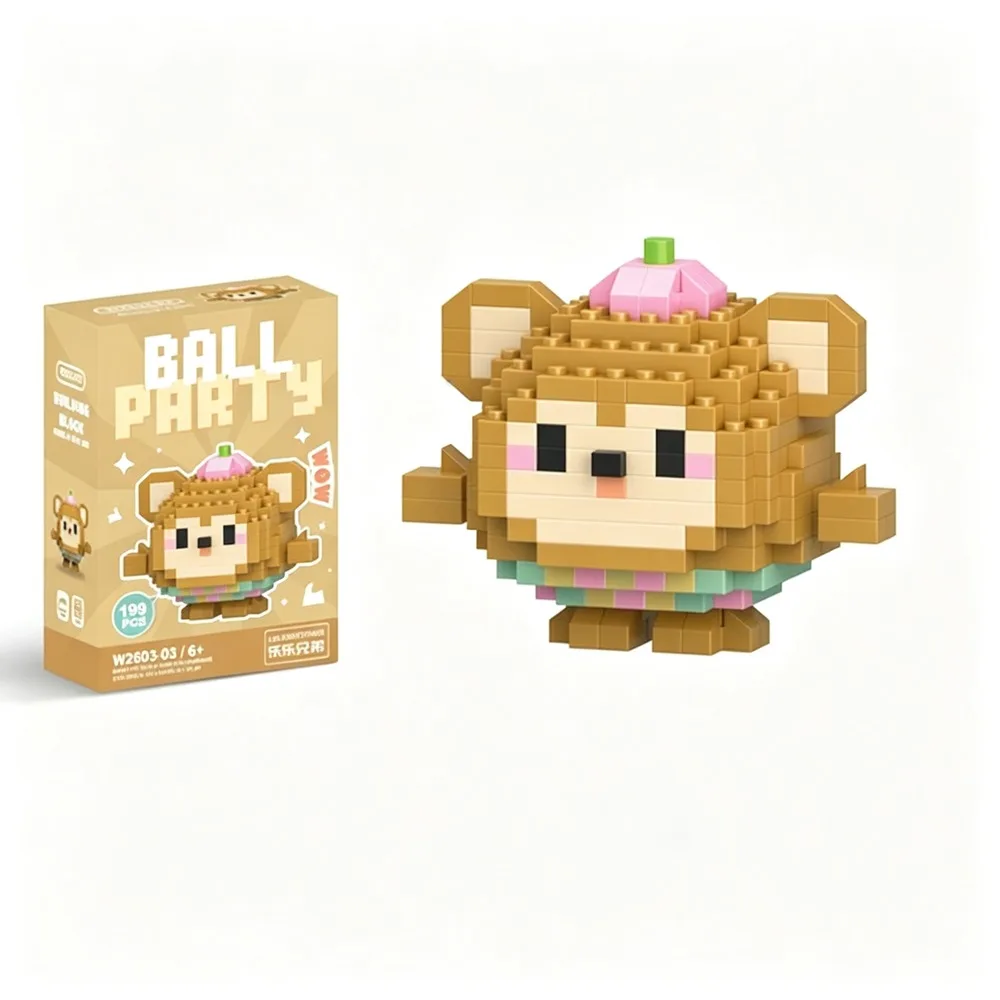 Round Animal Brick Figure Ornament DIY Assembly Building Blocks Blind Holiday Gift Cute Bear Bee Desktop Collection Decor Funny - view 5