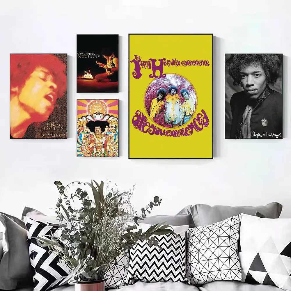 J-Jimi H-Hendrix Electric Ladyland Peelable Self-adhesive Poster Stickers Are Suitable For Frameless Wall Decoration In A Room