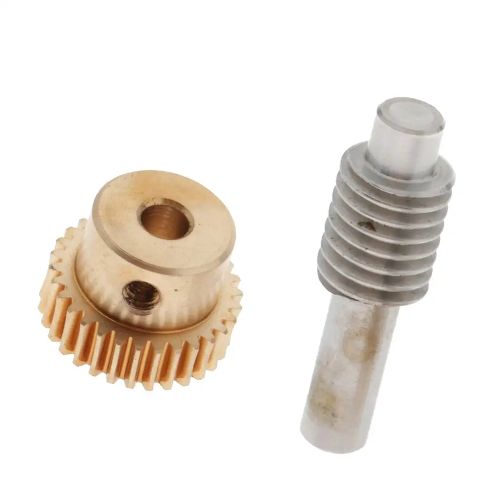 Worm Gear Wheel and Shaft Set Premium Brass Material Transmission Kit for Drive Gear Box Mechanism