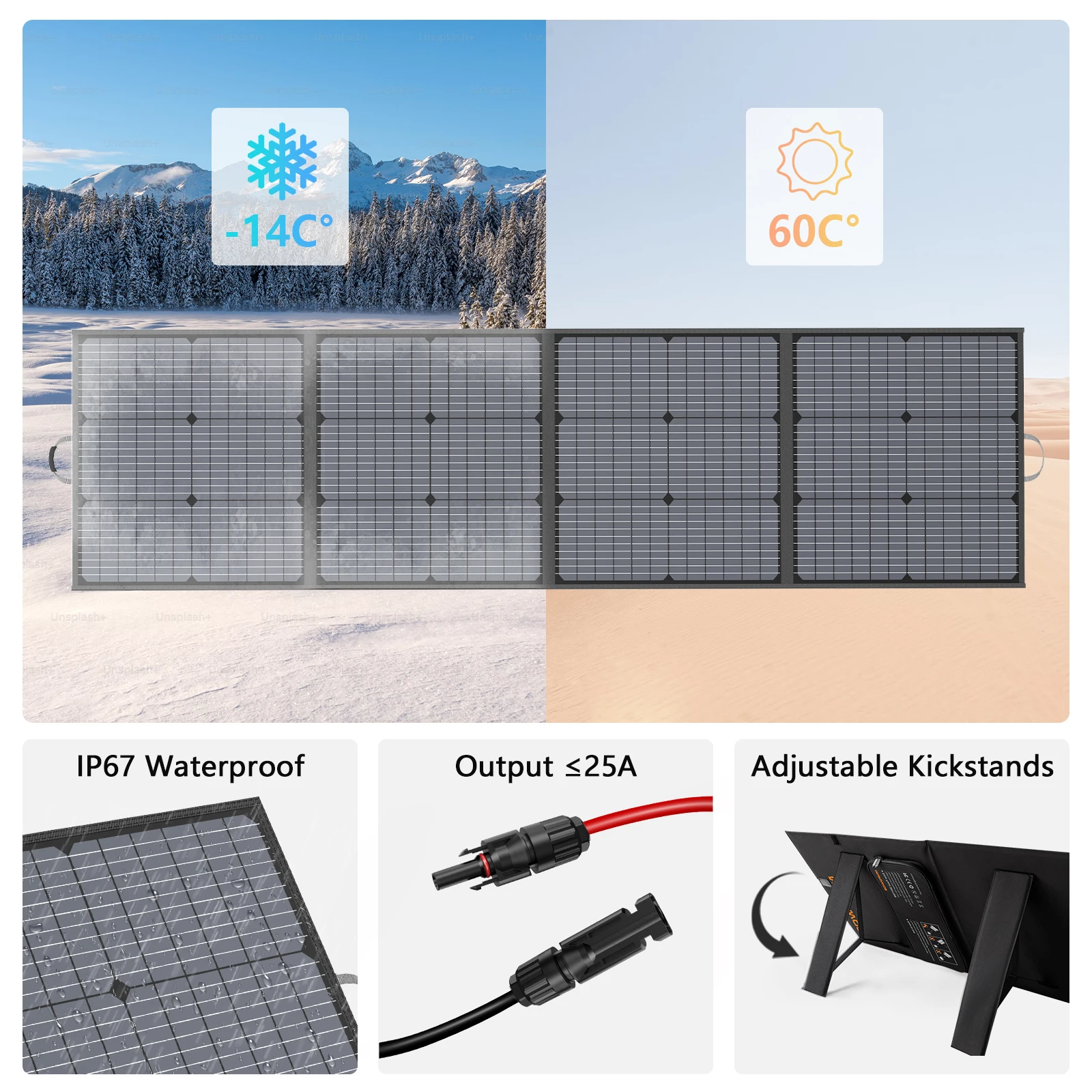 MHPOWOS 220W Foldable Solar Panel 40V Voltage For Power Station Solar Charger With MC- 4 For Camping Garden Powerstation RV