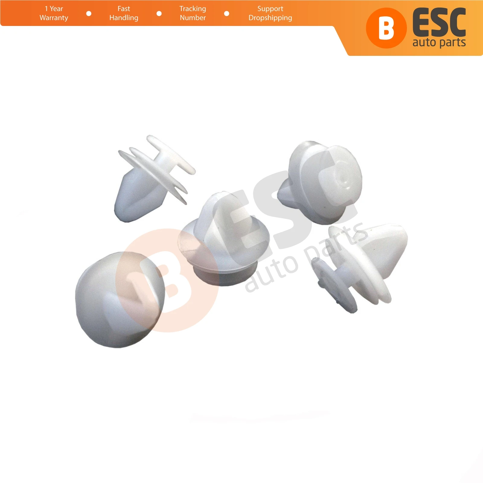 ESC ECF5011 10 Pieces Floor Covering  Clips, WHITE COLOR for  Renault: 7703077469,  Peugeot : 6991.S6