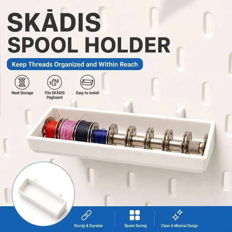 Spool Holder Fit Skadis Pegboard Wall Mount Wire Reel Storage Bracket For Craft Sewing Workspace Organization