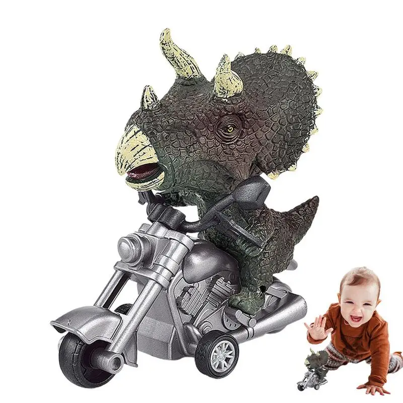 Simulação dinossauro motocicleta brinquedos modelo animal puxar para trás carro brinquedo movido a motor brinquedos crianças festival presente