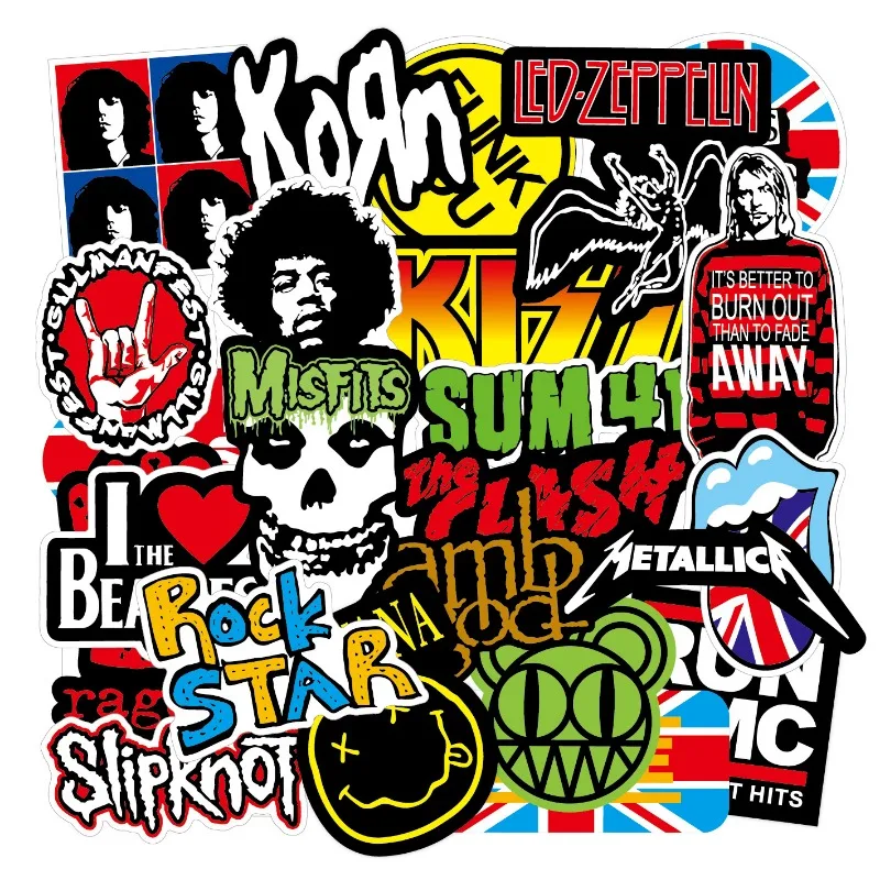 100pcs rock Style Stickers Cool Cartoon for Guitar Skateboarding Motorcycle Hand-account Luggage Graffiti Posters Labels