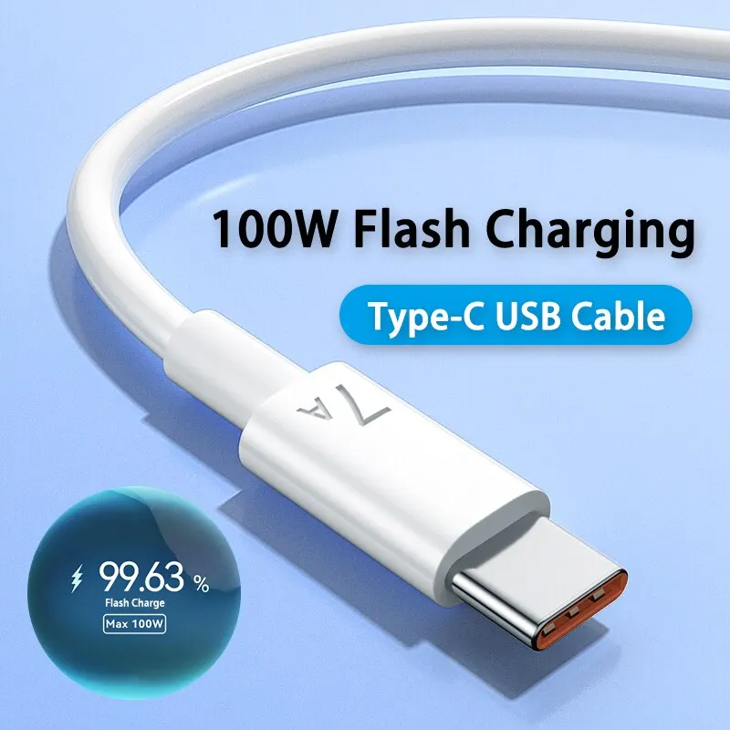 100W 7A Fast Charging USB Type C Cable for Xiaomi Redmi POCO Huawei Honor Mobile Phone Charger Power Bank Usb C Cable