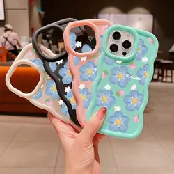 Korean Oil Painting Flower Phone Case For Motorola Moto E14 G32 G22 G14 G84 EDGE 40 NEO 5G Candy Color Soft Wave Side Back Cover