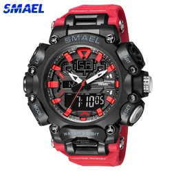 SMAEL Youth – montre numérique LED pour hommes, alarme antichoc, double montre-bracelet, étanche, grande horloge, Cool