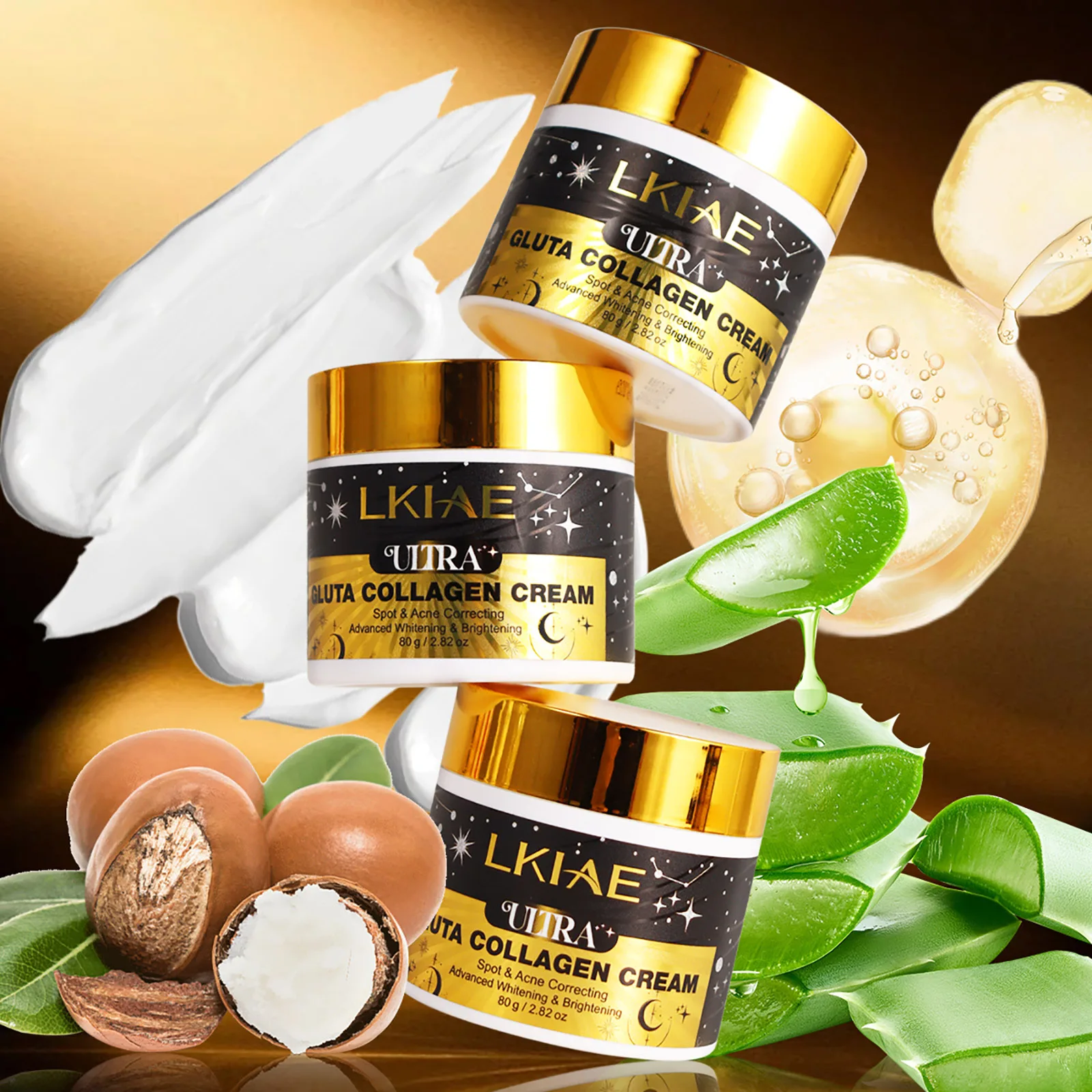 Zdjęcie 4: LKIAE Ultra Glutathione Collagen Whitening Face Cream, krem wybielający do twarzy, korygujący trądzik i przebarwienia, wyrównujący koloryt skóry, redukujący hiperpigmentację, 80g