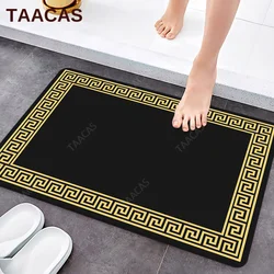 Super Absorbent Bathroom Rug Shower Fast Drying Floor Foot Mat Black Yellow Luxury Decoration Entrance Rubber Non-slip Bath Mat