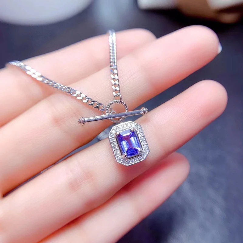 Natural Tanzanite pendant necklace for women silver 925 jewelry luxury gem stones 18k gold plated free shiping items