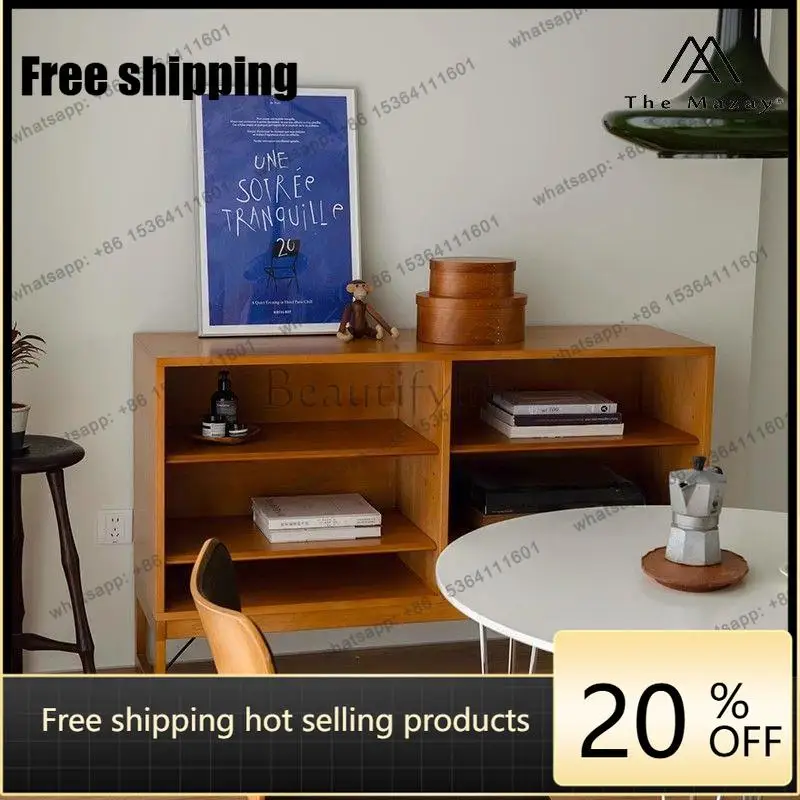 LD Nordic medieval solid wood dining side cabinet living room bedroom floor display bookcase