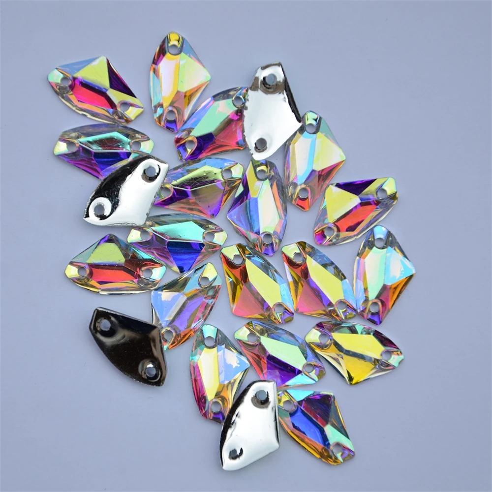 AAAA+ Axe Shaped Crystal AB sew on Beads flatback resin sew on Rhinestones Sew On stones стразы For DIY Clothes Accessories