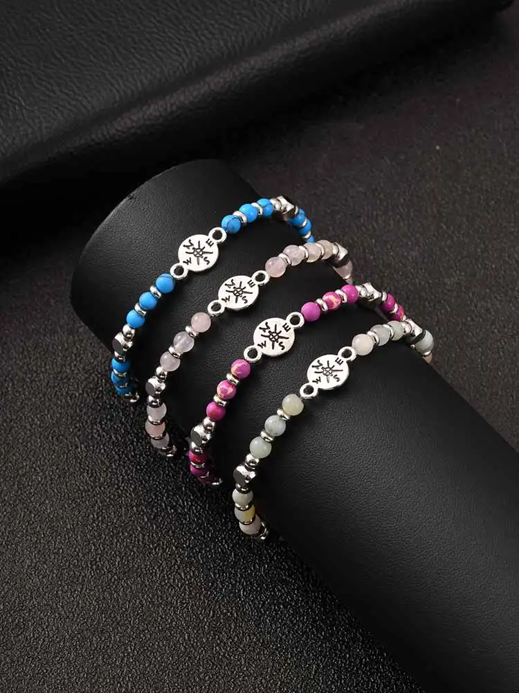Kompass-Perlenarmband für Männer und Jungen, Natürliches Boho-Perlenkettenarmband, Abschlussgeschenke – Detail 1