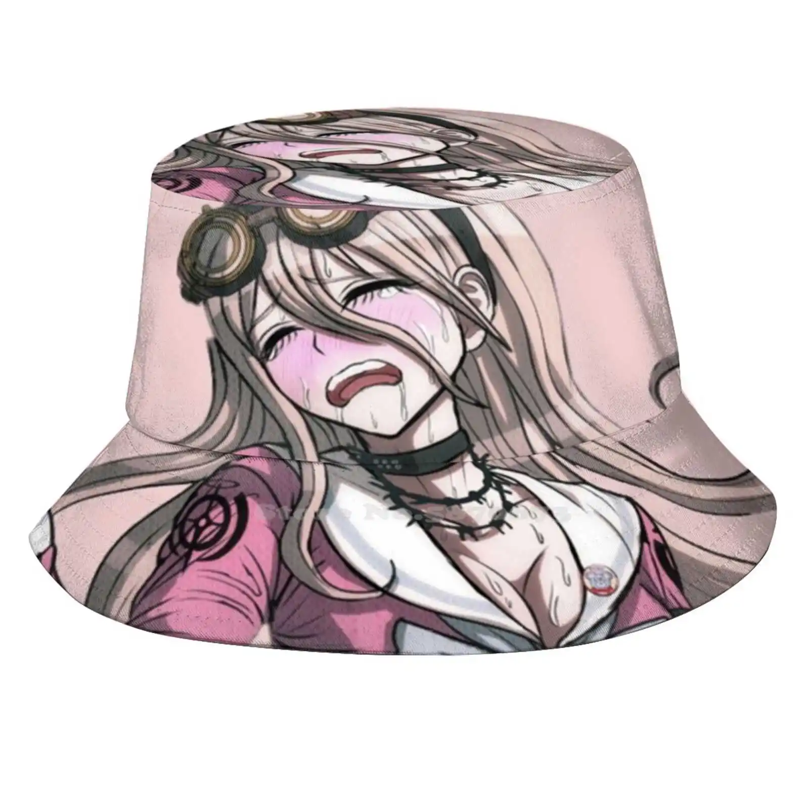 Miu Iruma - Danganronpa Unisex Fashion Women Men Breathable Bucket Hats Danganronpa Miru Iruma Pink Cute Bow Monobear Monomi