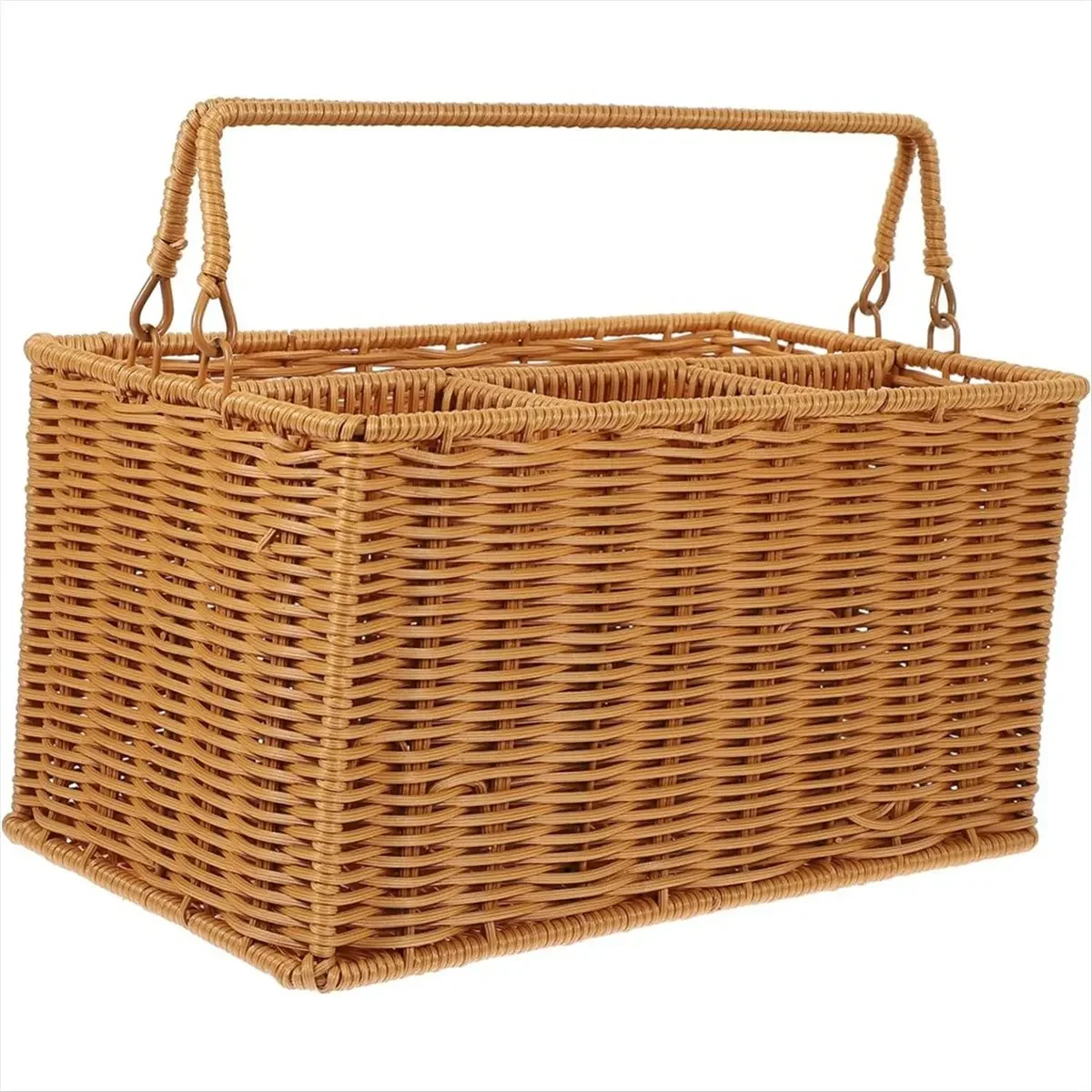 AT16 Woven Cutlery Storage Basket Outdoor Silverware Cadd-y Organizer Utensil Cutlery Organizer Holder Basket