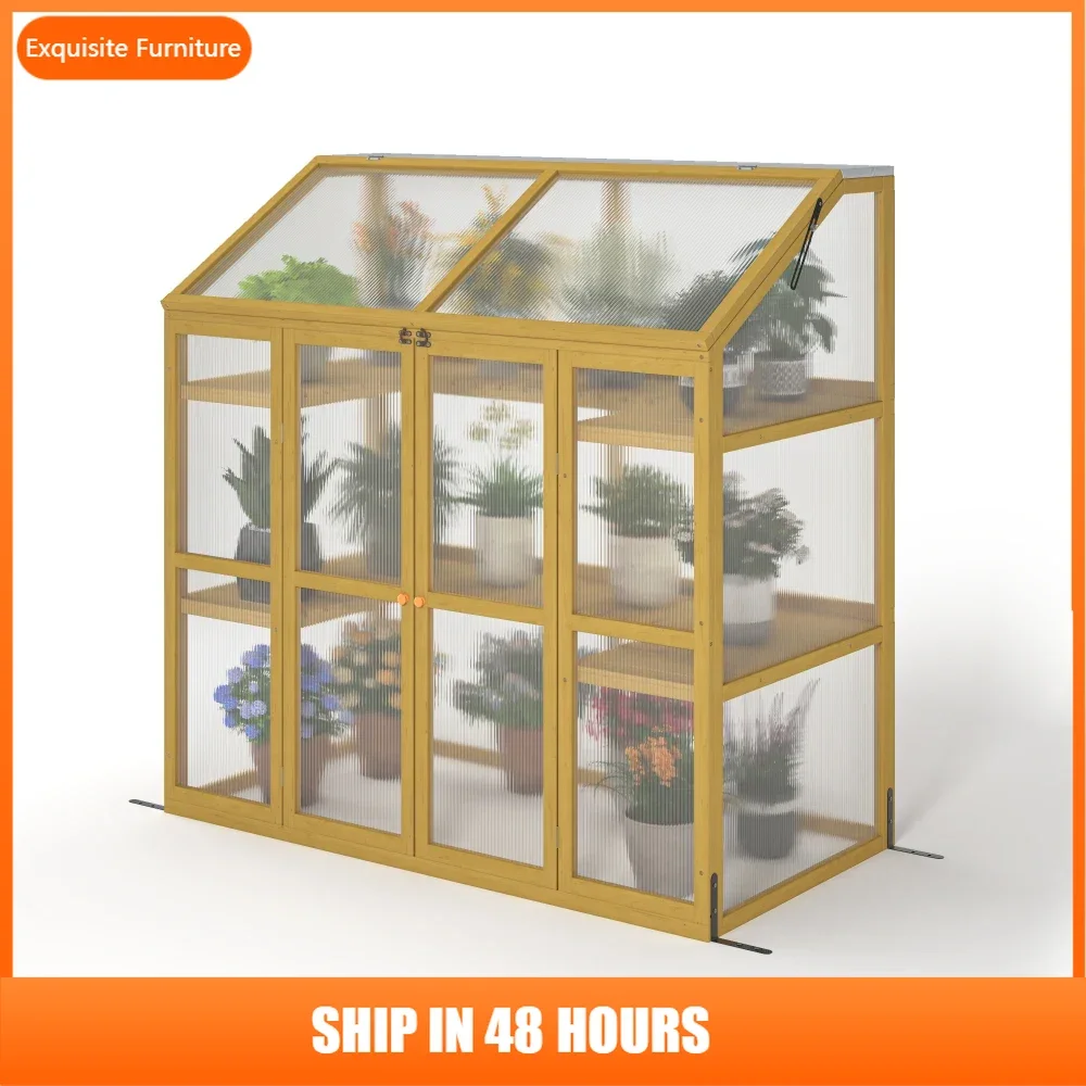 

Greenhouse, Wooden Greenhouse Polycarbonate Garden Shed for Plants,Wooden Garden Greenhouse,Greenhouse Wooden Cold Frame