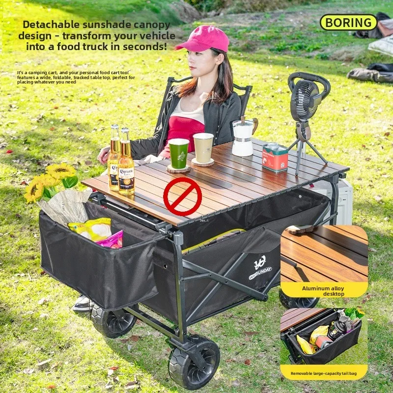 Foldable Outdoor Child Stroller Travel Camping Picnic Lie Flat Beach Wagon Shopping Trolley Picnic Camping Cart Picnic Cart
