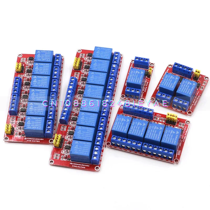 1/2/4/6/8 Channel 5V12V24V Relay Module, Optocoupler Isolation, High and Low Level Trigger, Microcontroller