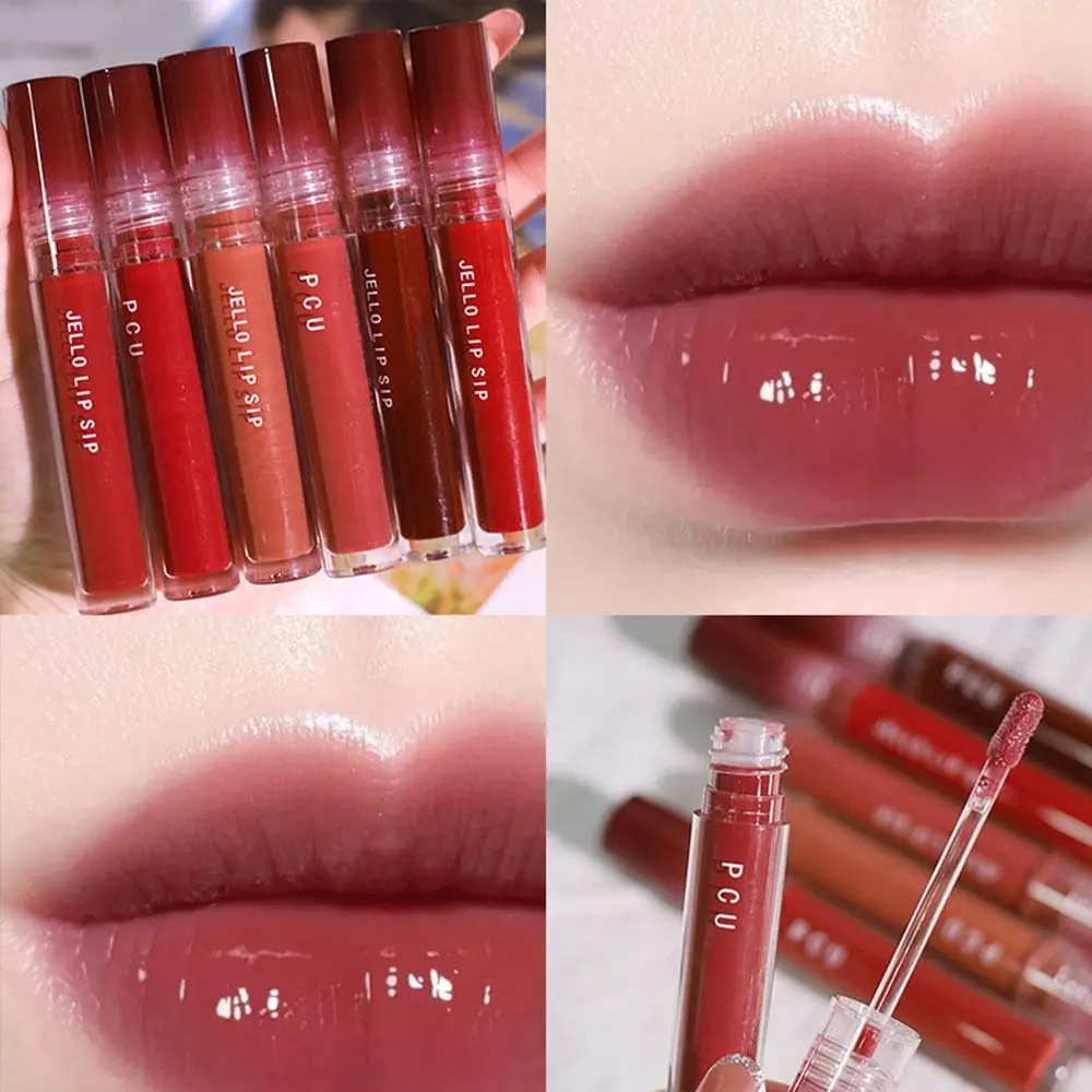 Hydraterende 6-kleuren lipgloss Langdurige gladde make-up Cosmetische lippenstift Non-stick Cup Waterige natuurlijke lipmodder Gezondheid Schoonheid