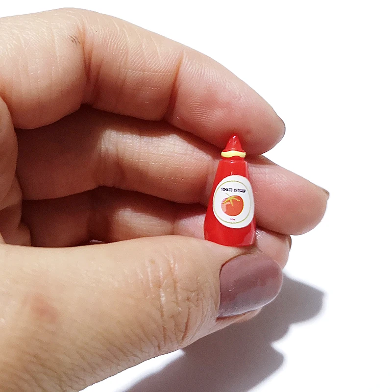 10 teile/satz Miniatur Mini Ketchup Salat Modell 1:12 Puppenhaus Nachahmung Lebensmittel Spielzeug Zubehör – Detail 5