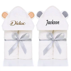 Name Customized Children's Newborn Babies Soft Bamboo Fiber Absorbent Personalized Embroidery with Hat Cape Wearable Bath Towel