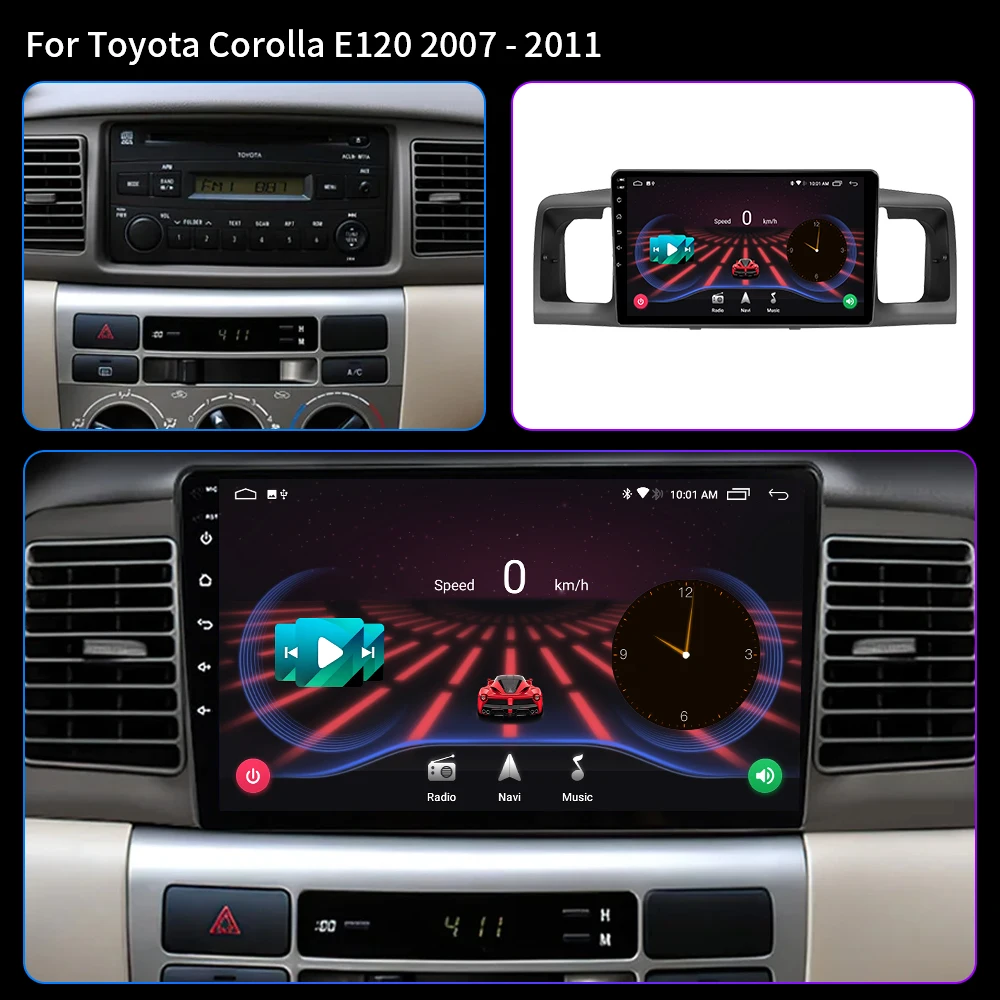 For Toyota Corolla E120 E 120 BYD F3 2000-2004 DSP QLED 4G RAM Android 12.0 4G NET Car Radio Multimedia Video Player Carplay DVD