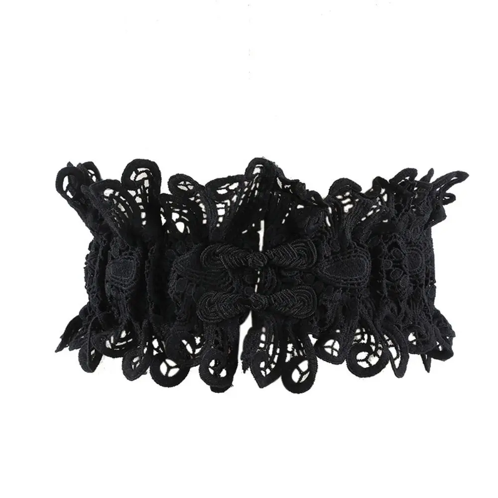 

Luxury Solid Color Lace Cummerbunds Elastic Hollow Corset Belt Waistband Tie Rope Wide Waist Corset Girl