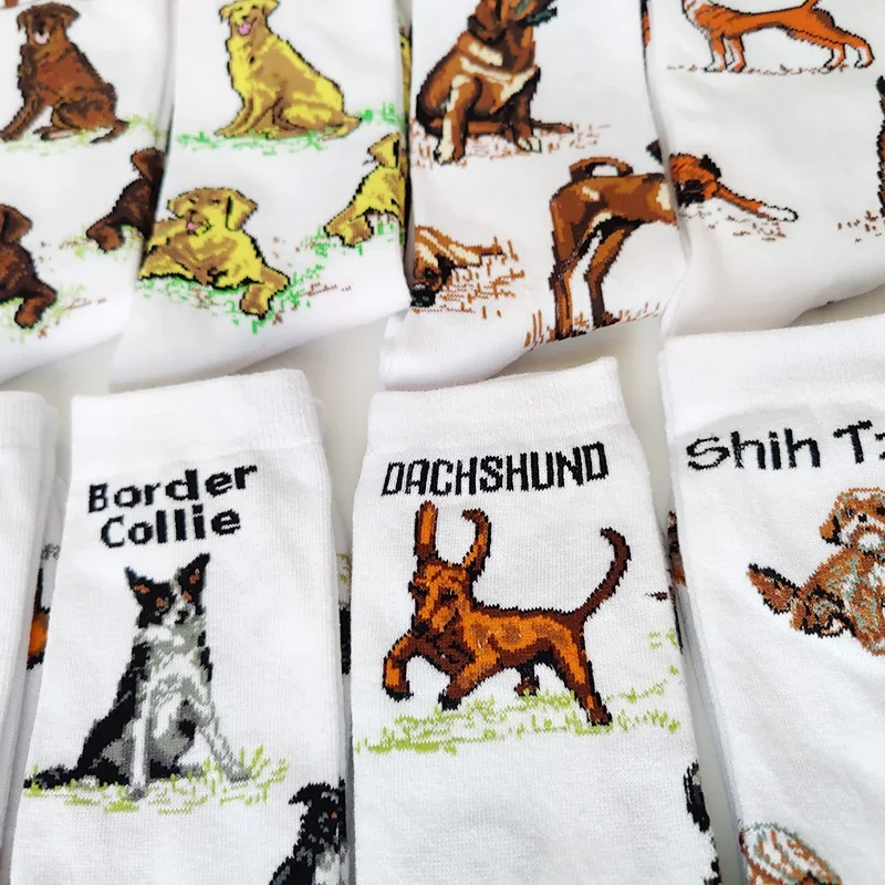 Nuevos calcetines divertidos de moda para mujer, calcetines Border Collie Schnauzer Lab Scottie Beagle Boxer Pug Bulldog Sheltie Golden Doodle Retriever