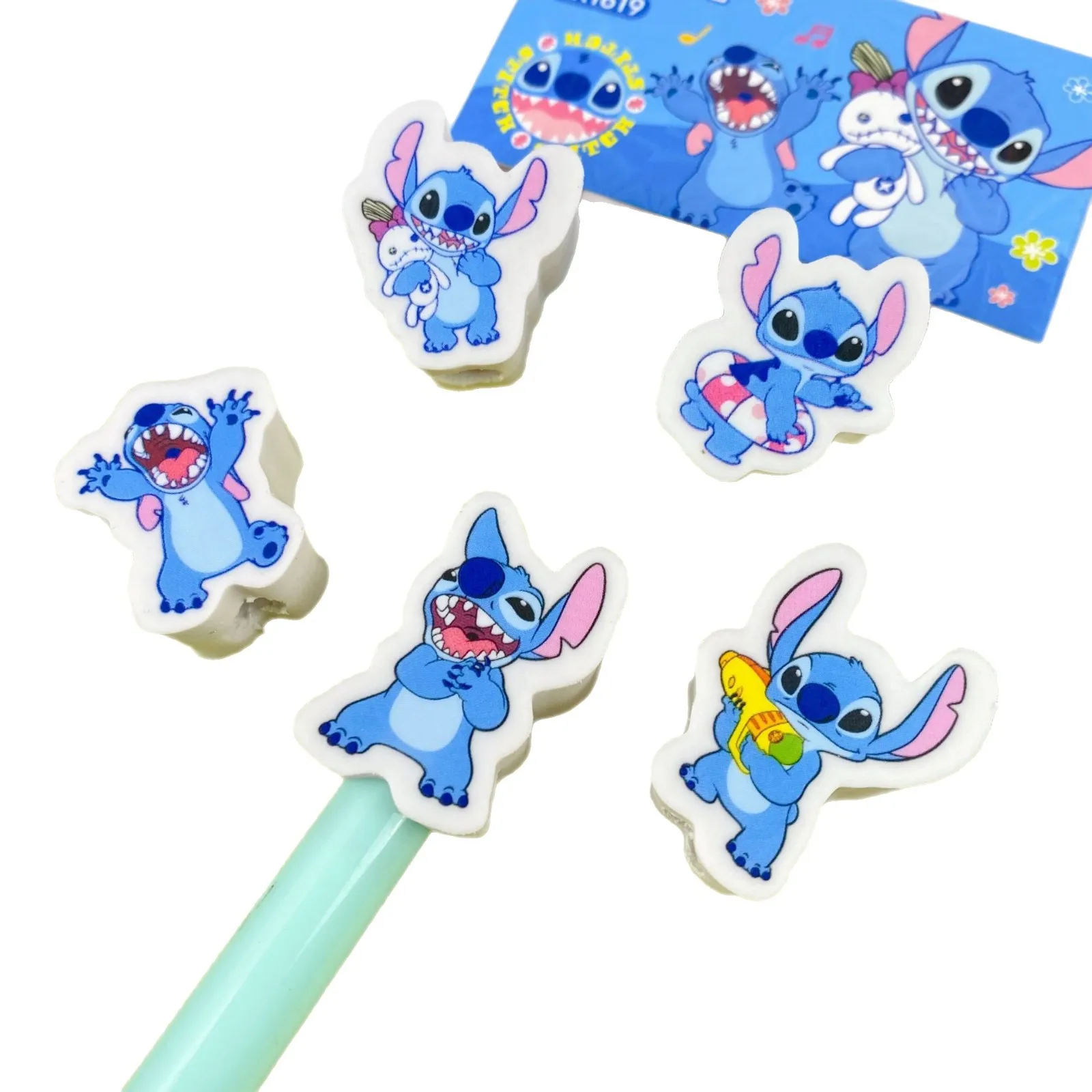 

2PCS Disney Stitch 10 Grid Pen Cap Eraser Student Cute Mini Stitch Removal Wipe Gift Box Pencil Eraser Stationery Supplies Gift
