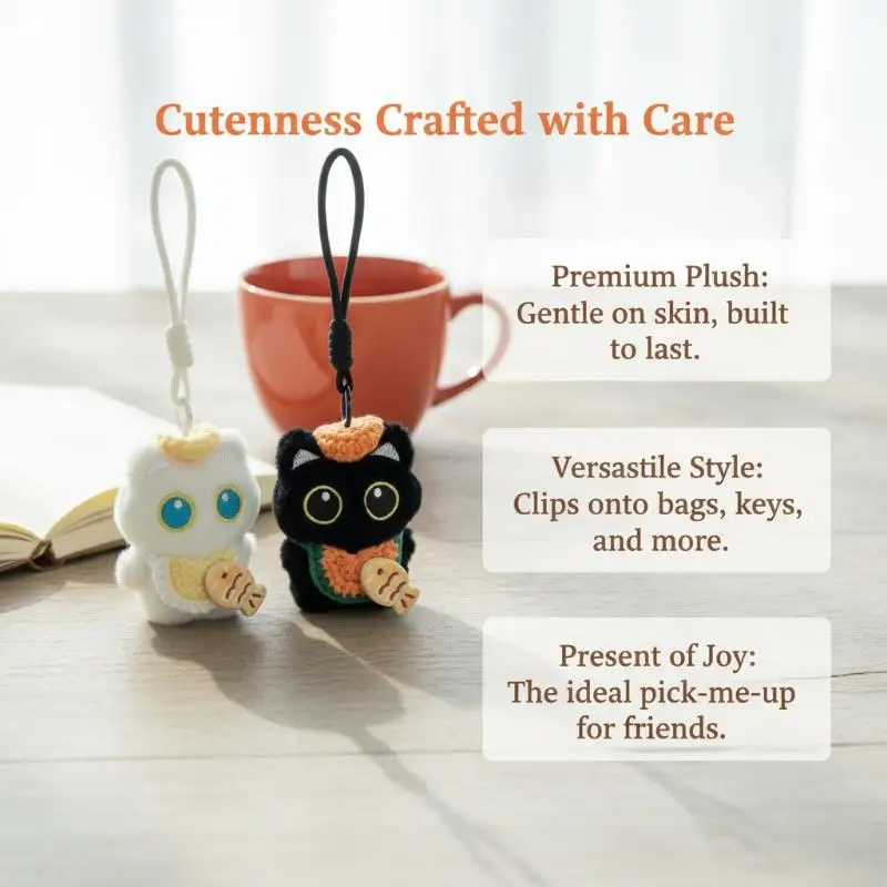 

Creative Cartoon Plush Black White Cat Doll Pendant Car Keyring Backapck Hangings Decoration Gifts
