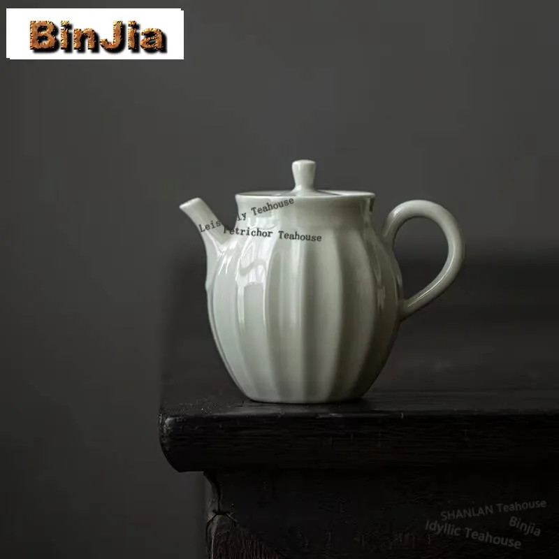 150ml Antique Ice Platform Glaze Teapot Plant Ash Melon Edged Pot Tea Brewing Kettle With Ball Hole Filter Tea Set Collection