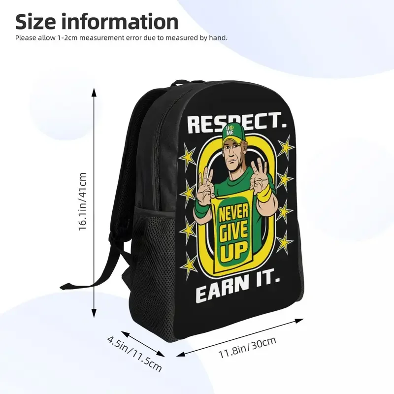 Ransel WWE John Cena kustom untuk pria wanita tas buku siswa sekolah kuliah cocok untuk Laptop 15 inci tas tidak pernah menyerah