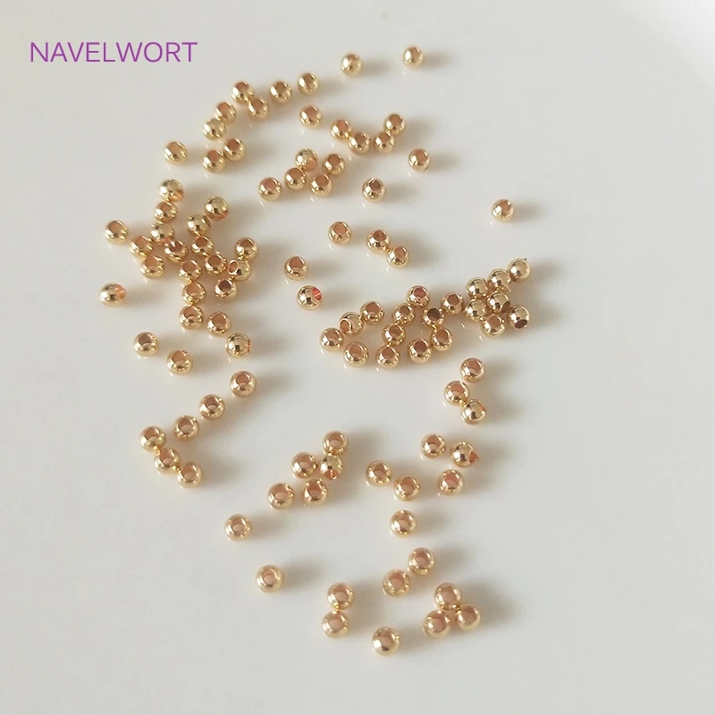 Schmuckherstellungszubehör, 2 mm–6 mm, 14 Karat/18 Karat echt vergoldet, runde Abstandsperlen, Zubehör, DIY-Perlen-Schmuckherstellung – Detail 21